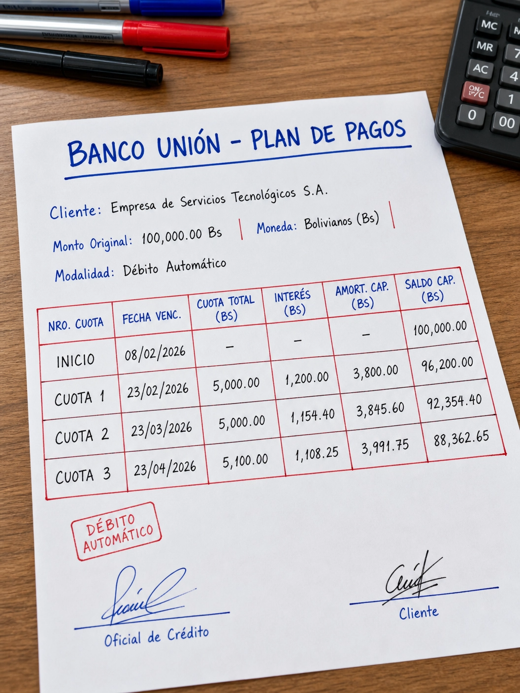 plan de pagos